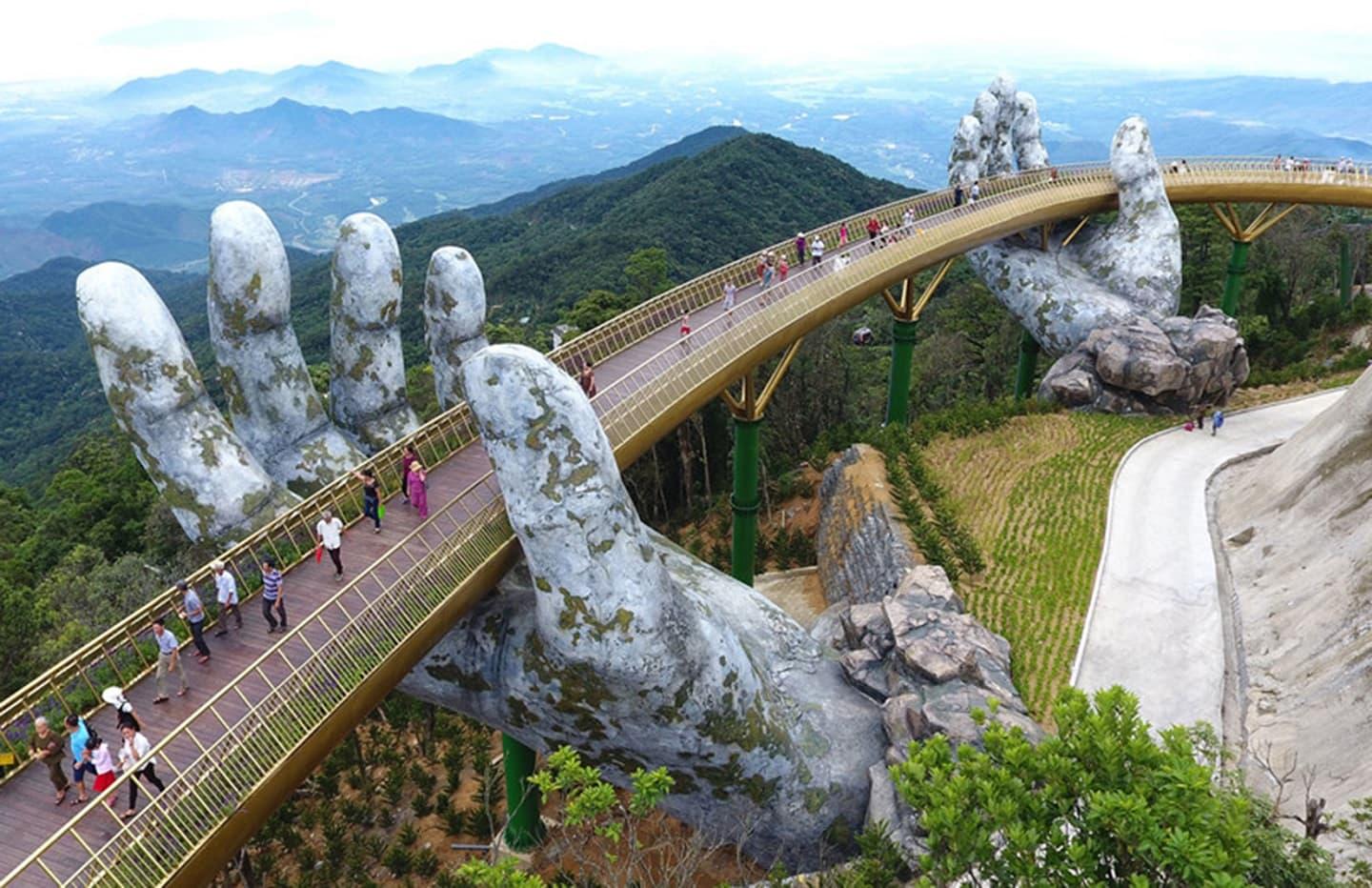 Ba Na Hills golden bridge in Vietnam